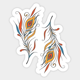 Two colored feathers. Sticker